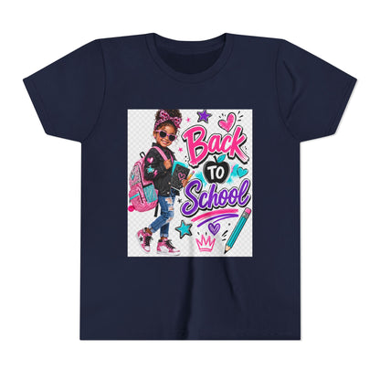Back to School Kids Tee — Colorful Girl Backpack Design
