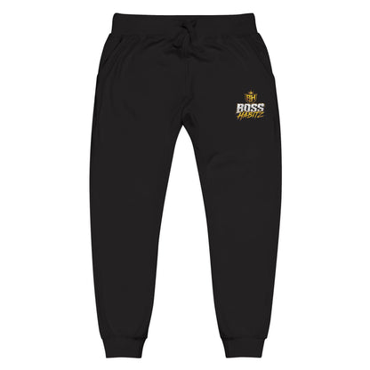 Embroidered White Fleece Sweatpants — Cozy 'Good Vibes' Accent