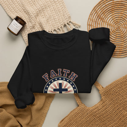 Faith & Freedom Cross Crewneck Sweatshirt, patriotic faith-based vintage Americana