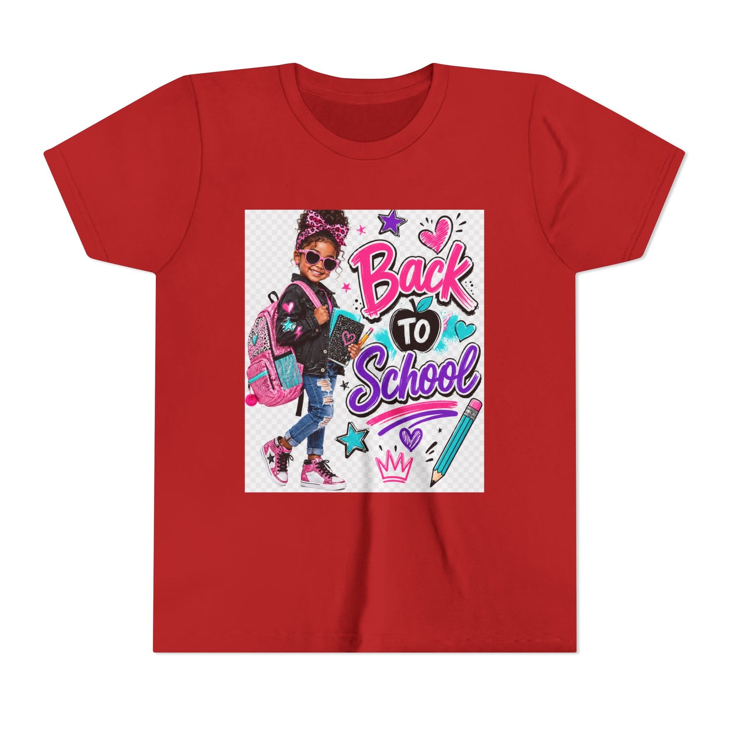 Back to School Kids Tee — Colorful Girl Backpack Design