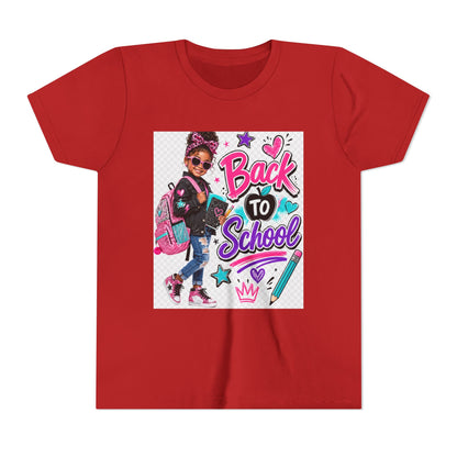 Back to School Kids Tee — Colorful Girl Backpack Design