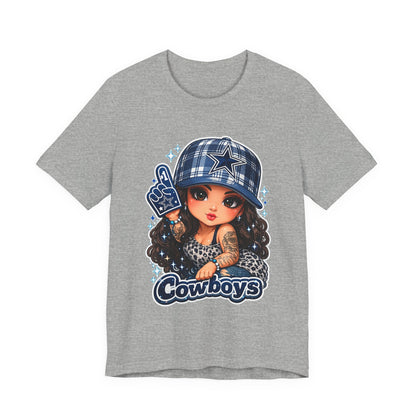 Cowboys Fan Girl T‑Shirt — Cute Tattooed Cheerleader Design
