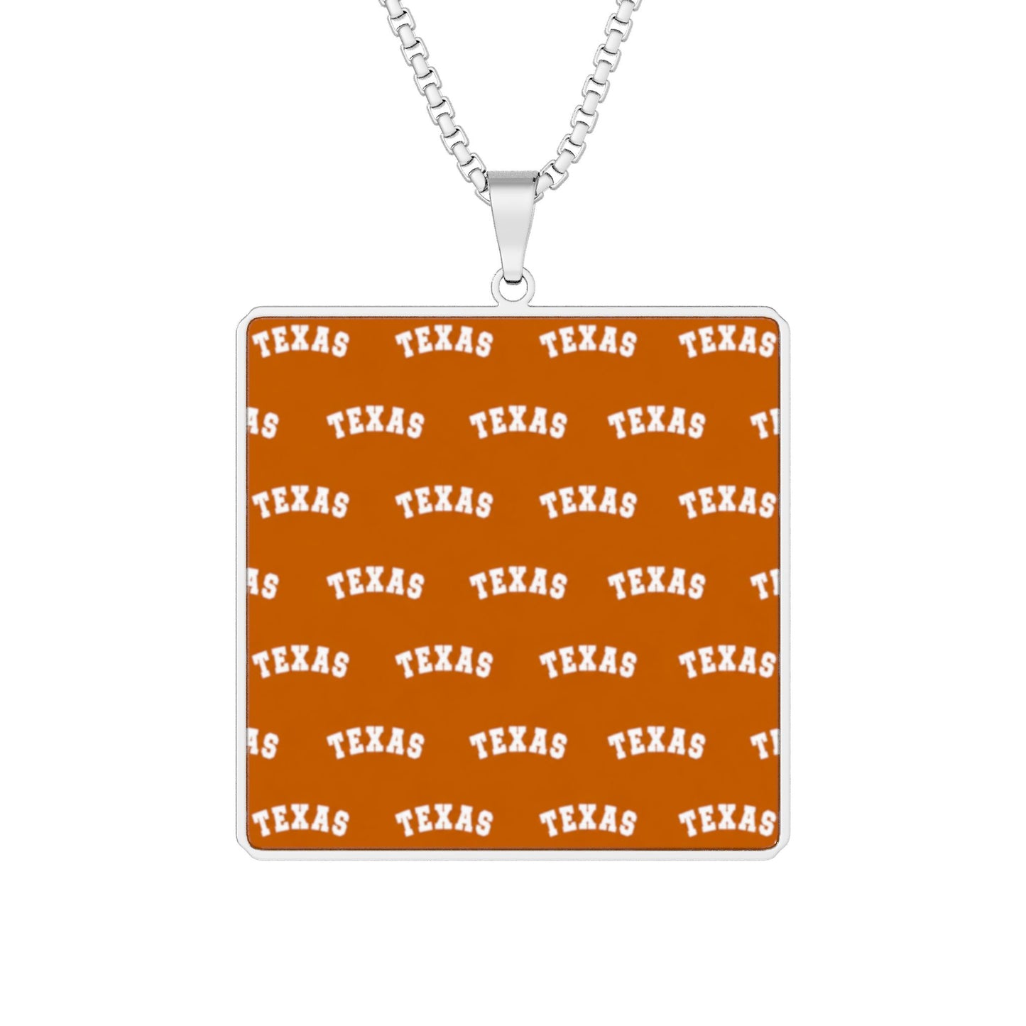 Custom Photo Pendant Necklace — Personalized Texas Pattern Square Locket
