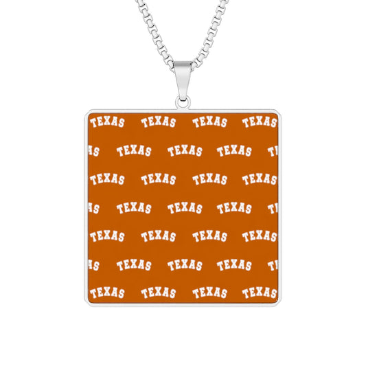 Custom Photo Pendant Necklace — Personalized Texas Pattern Square Locket