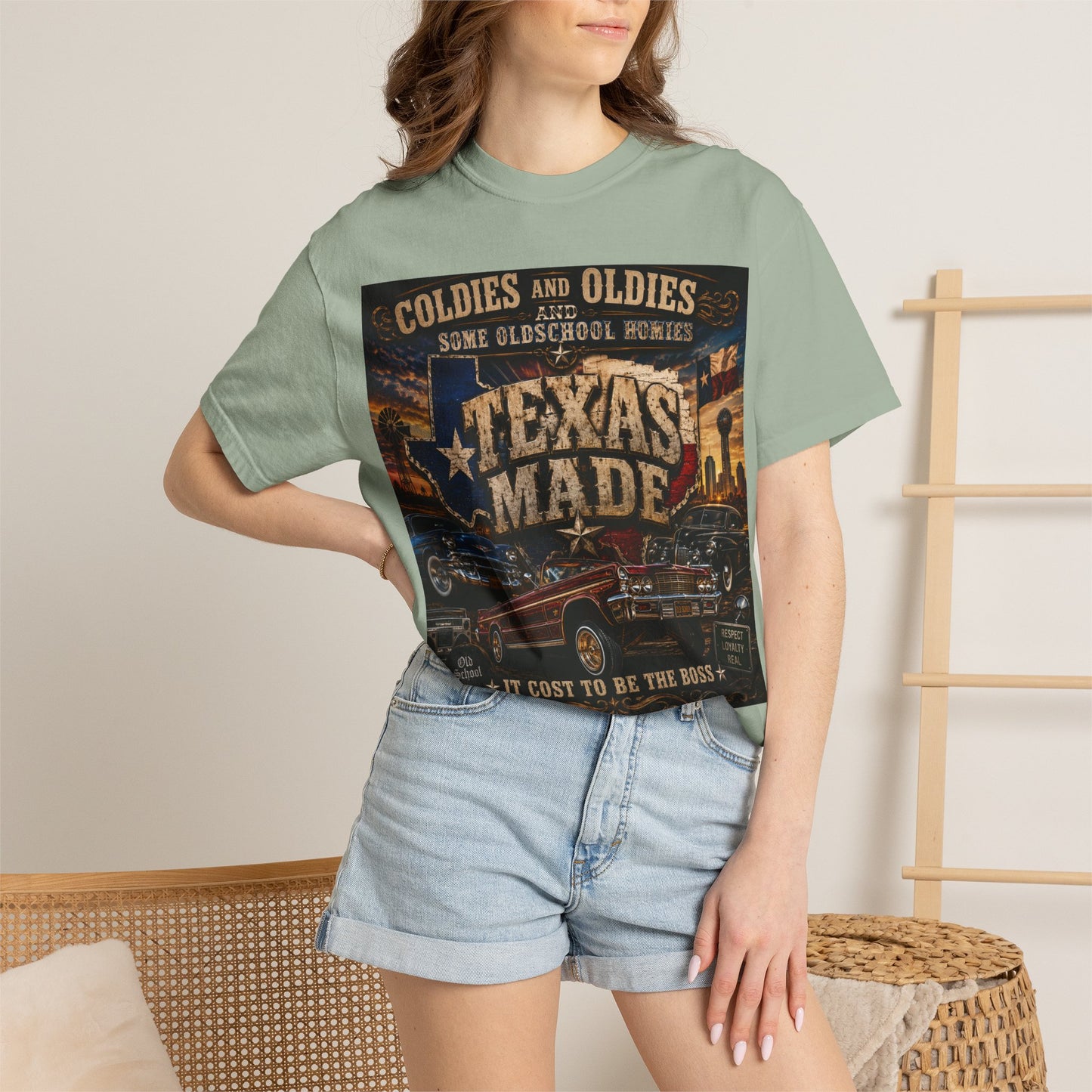 Texas Made Vintage Car T-Shirt — "Hello Motha Fuckaaaa" Back Print