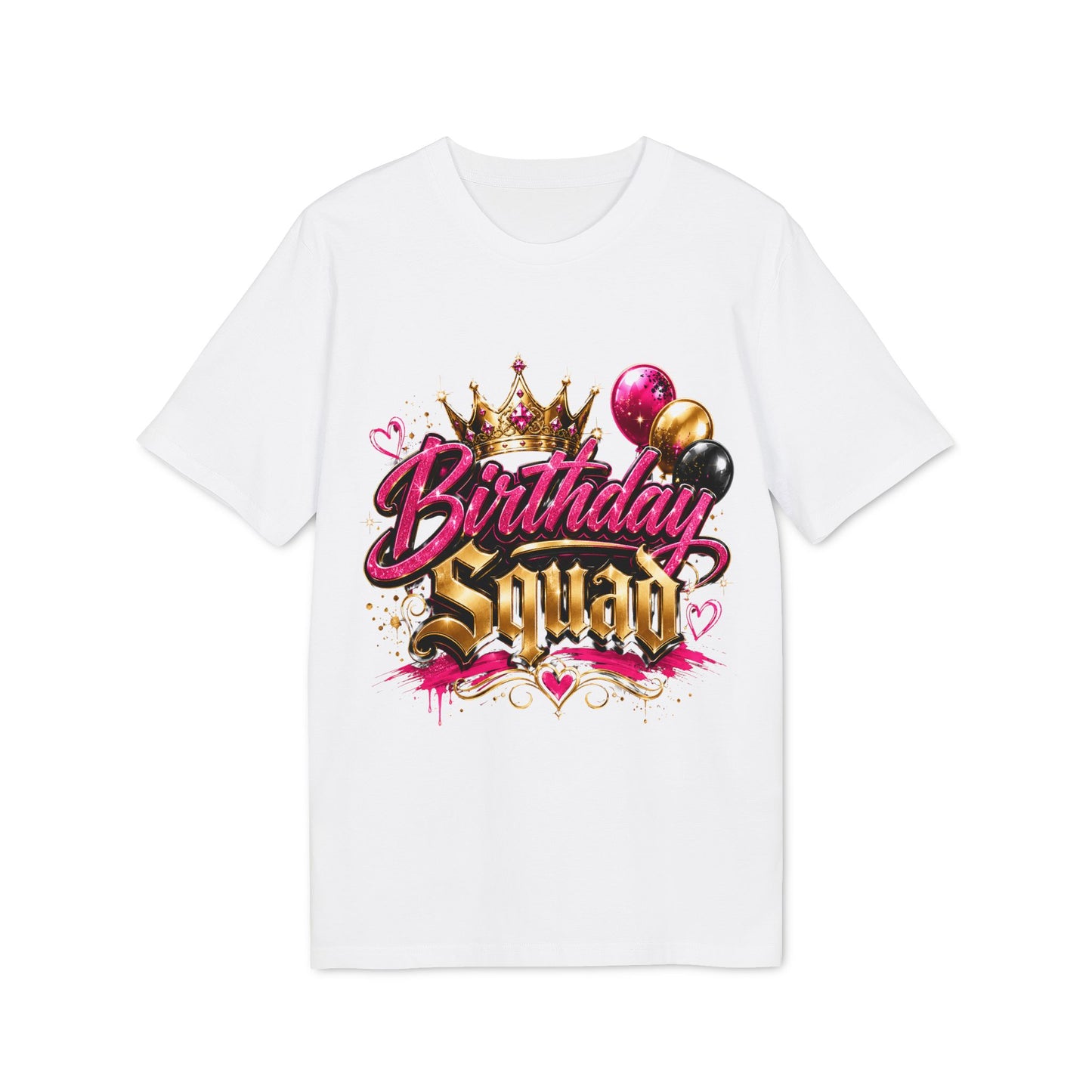 Birthday Squad T-Shirt — Glam Crown & Balloons Party Tee