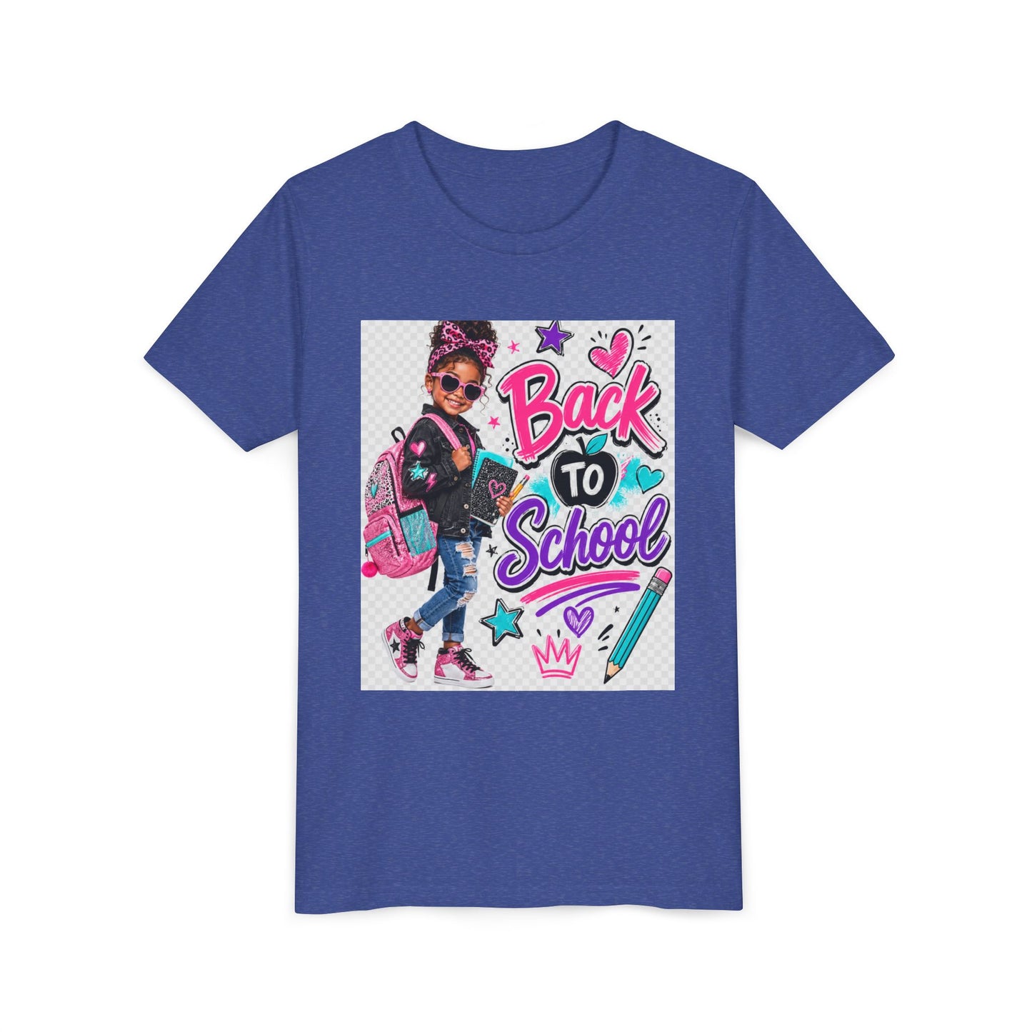 Back to School Kids Tee — Colorful Girl Backpack Design