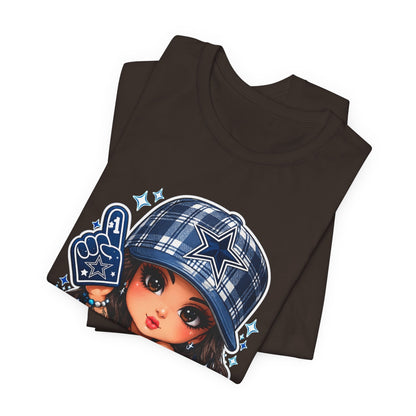 Cowboys Fan Girl T‑Shirt — Cute Tattooed Cheerleader Design