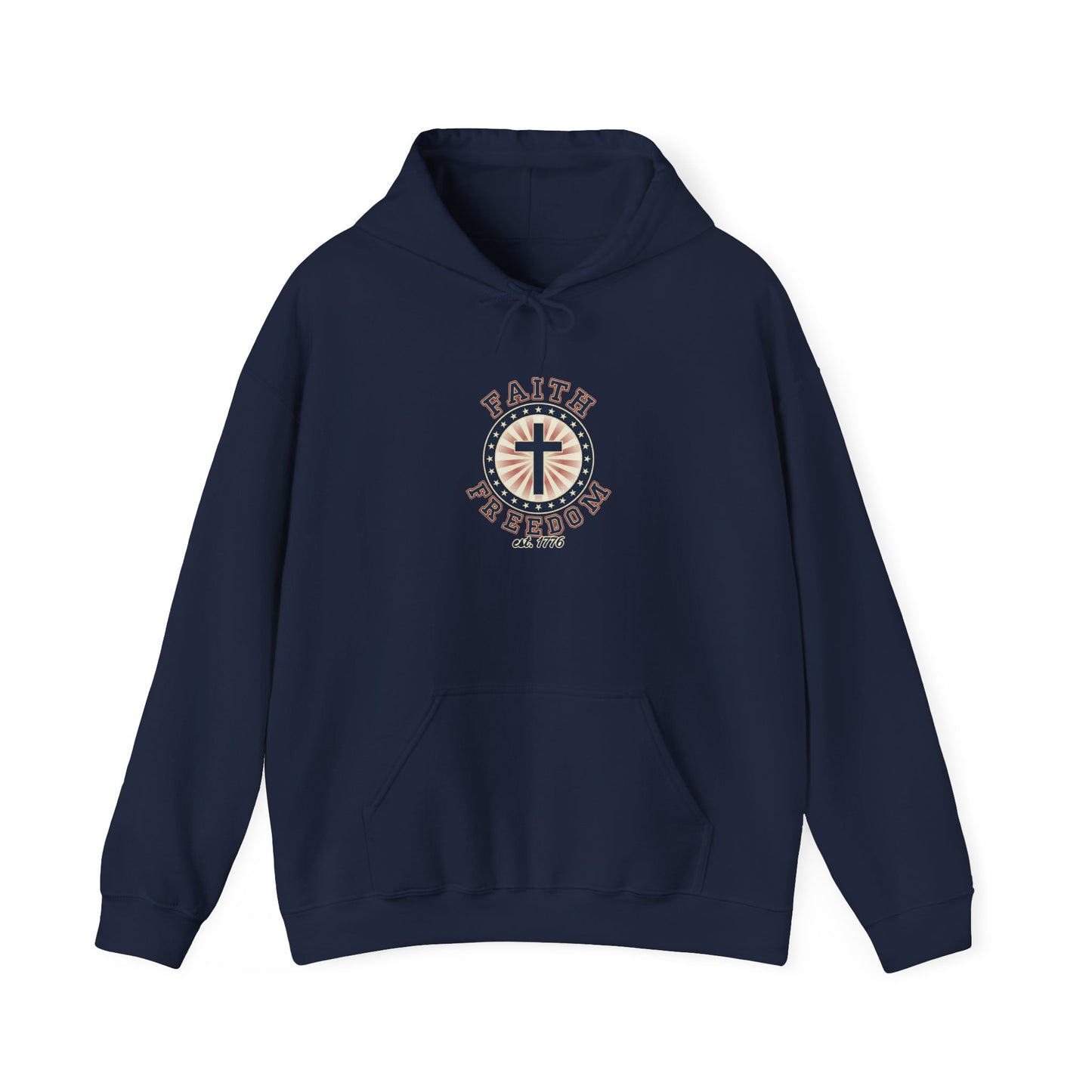 Faith & Freedom Cross Hoodie | Patriotic, Faith-Based, Vintage Americana