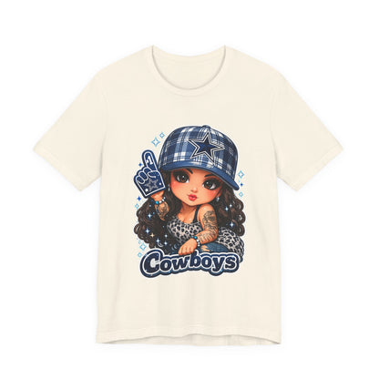 Cowboys Fan Girl T‑Shirt — Cute Tattooed Cheerleader Design