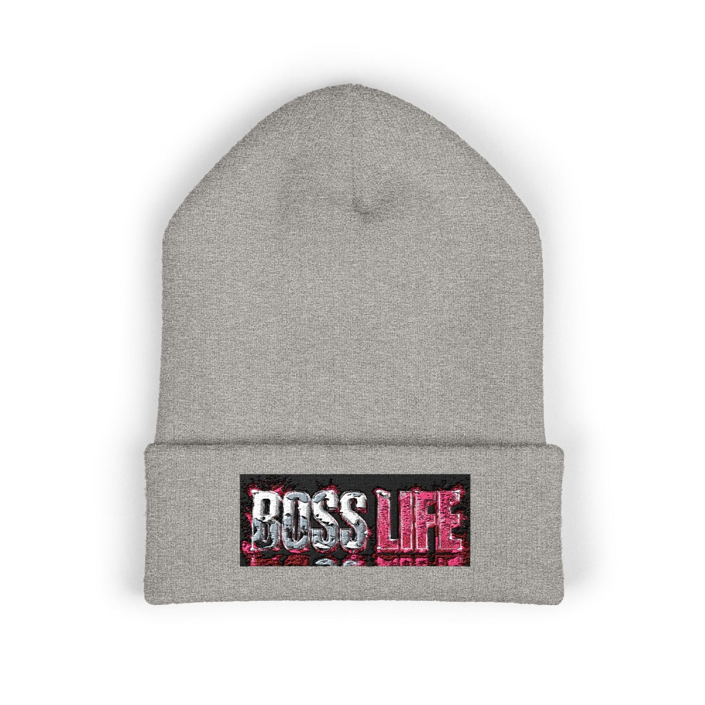 Boss Life Embroidered Cuffed Beanie — Streetwear Knit Hat for Confident Style