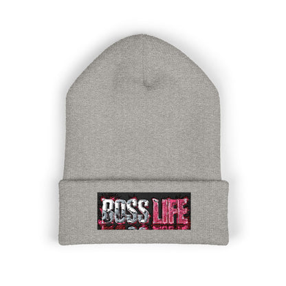 Boss Life Embroidered Cuffed Beanie — Streetwear Knit Hat for Confident Style