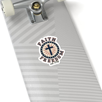 Faith & Freedom Cross Sticker | Patriotic, Faith-Based 4th of July