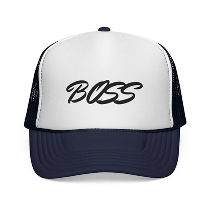 BOSS Trucker Cap — Bold Script Mesh Back Hat for Leaders & Street Style