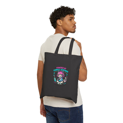 Chibi Gamer Anime Aesthetic Tote, kawaii manga panel, pastel magical-girl vibes