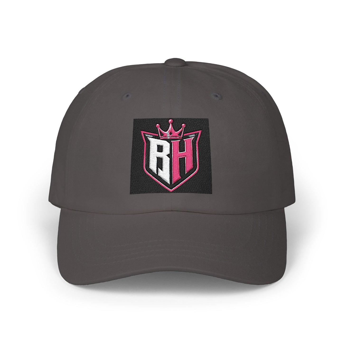 Dad Cap with Pink Crown RH Shield Embroidered Logo — Classic Baseball Hat for Moms & Dads