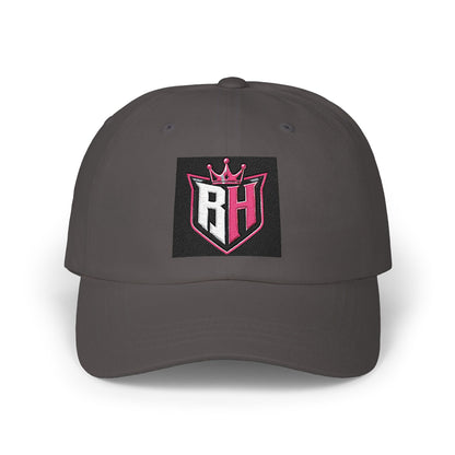 Dad Cap with Pink Crown RH Shield Embroidered Logo — Classic Baseball Hat for Moms & Dads