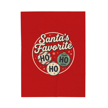 Velveteen Blanket — "Santa's Favorite" HO HO HO Christmas Plush Throw