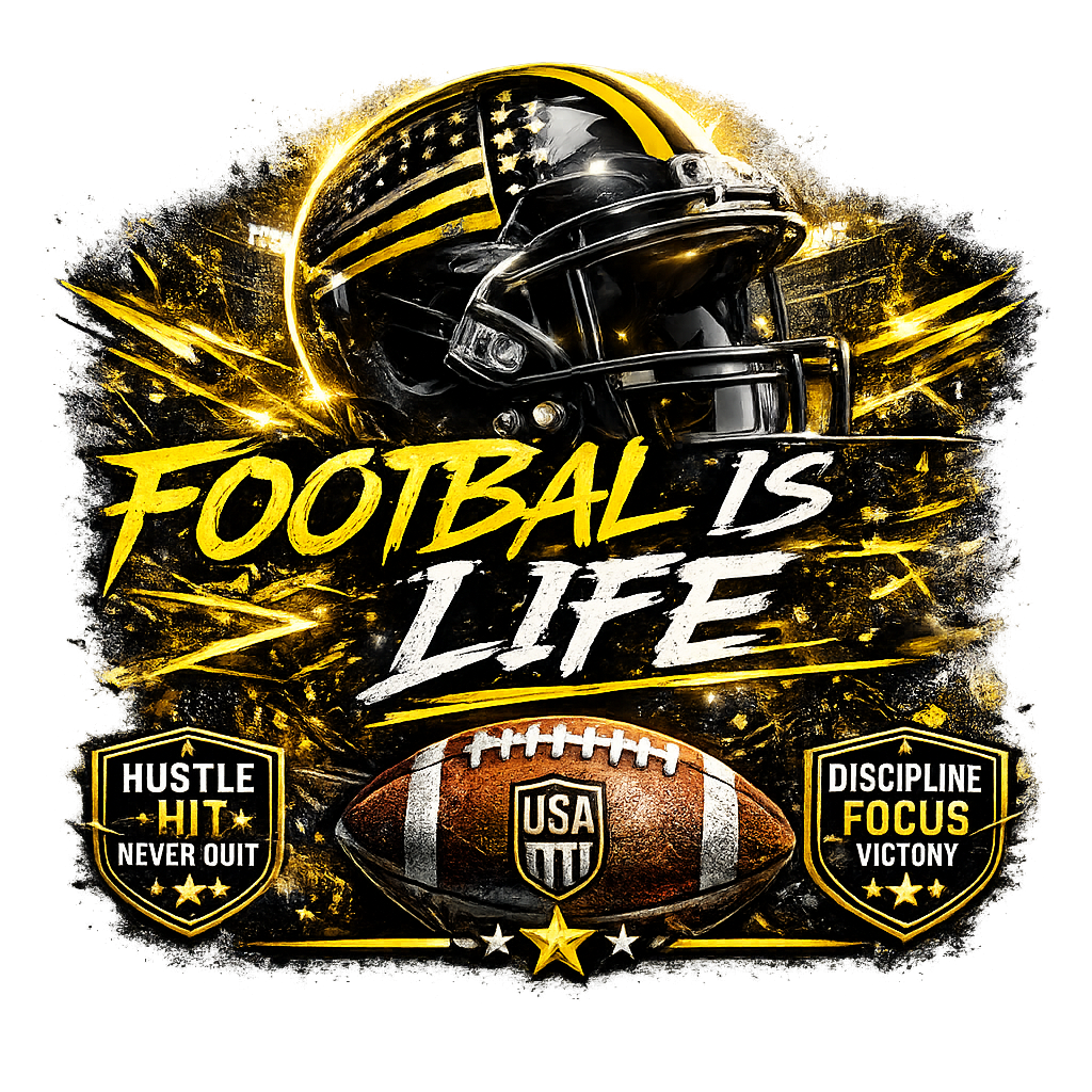 Football Is Life T-Shirt — Vintage Helmet & Ball Graphic Tee for Fans