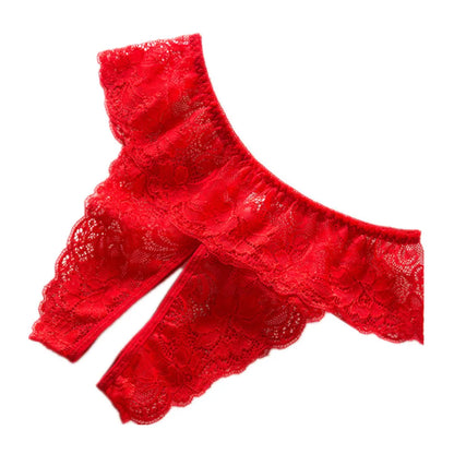 Women  Panties Lace Open Spandex Crotchless Thongs