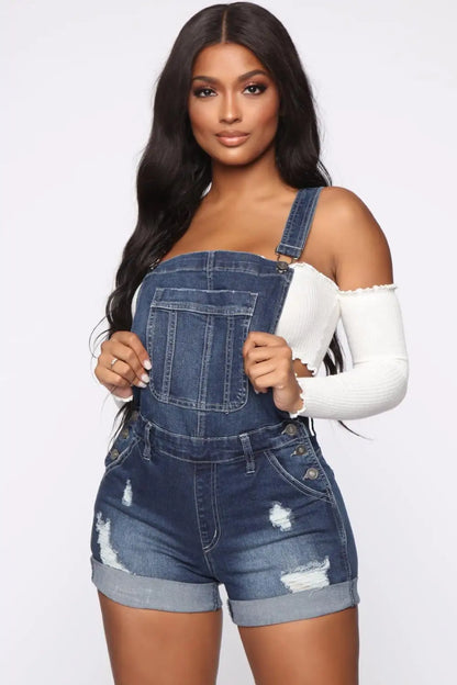 Summer Denim  Fashion Casual Ripped Shorts Jeans Straps