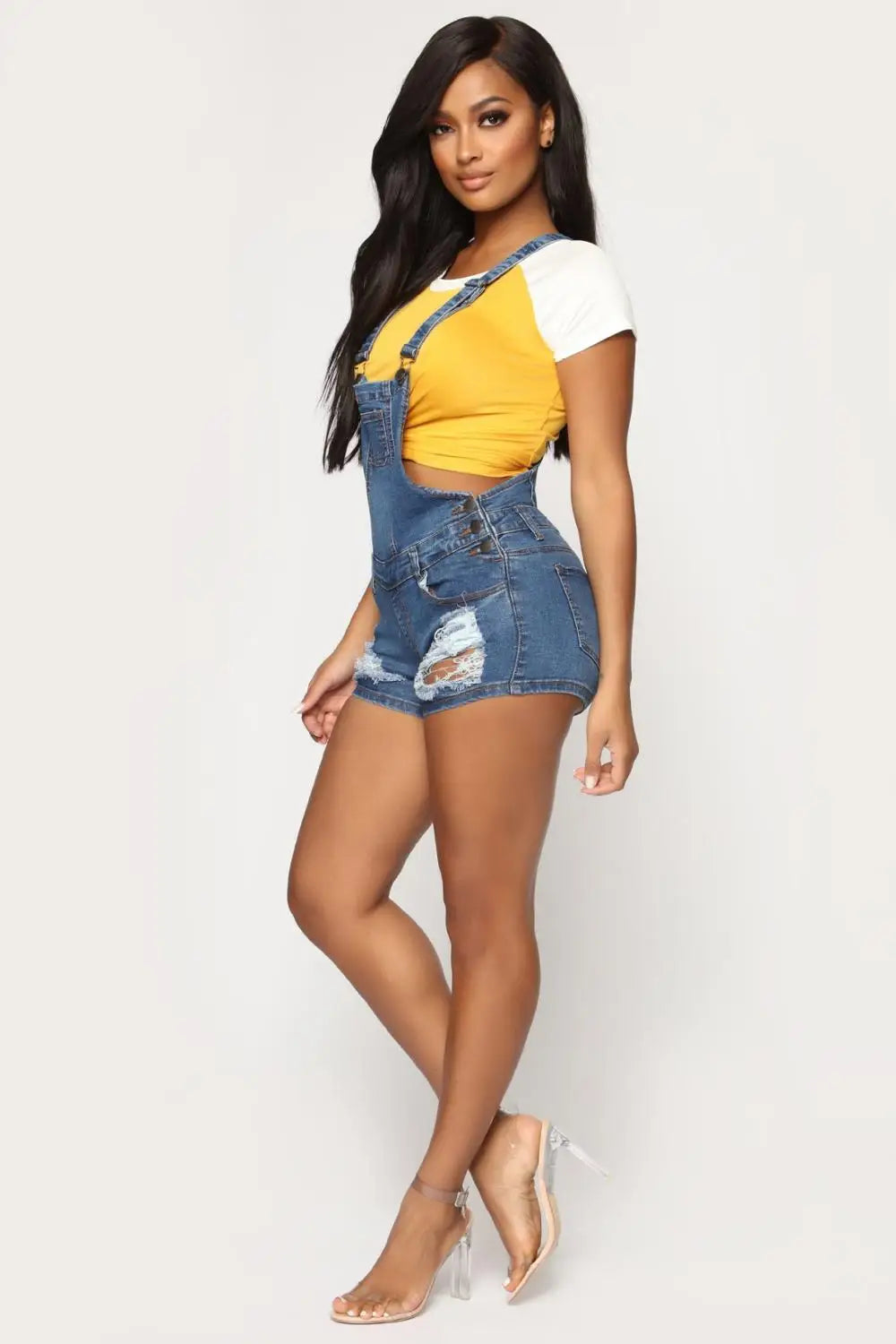 Summer Denim  Fashion Casual Ripped Shorts Jeans Straps