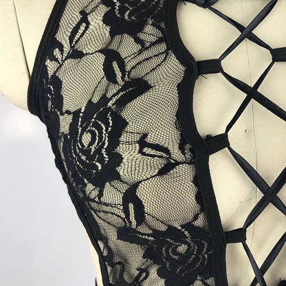2025 Sexy  Hot Black Lace Teddy Lingerie Cat Uniform Sexy Costumes