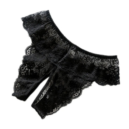 Women  Panties Lace Open Spandex Crotchless Thongs