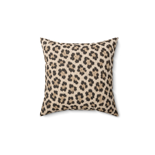 Leopard Print Decorative Throw Pillow — Spun Polyester Square Accent Pillow