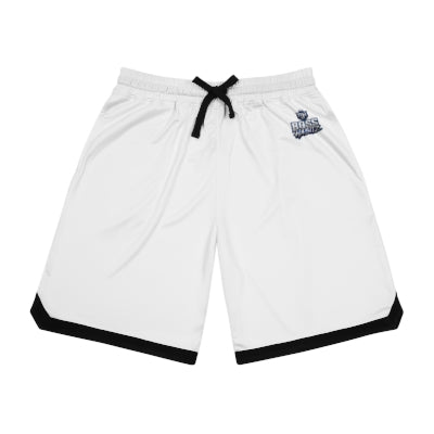 White Basketball Shorts with Rib Trim — Athletic Gym & Team Wear